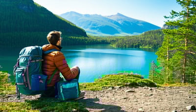 Traveler enjoying a scenic destination, symbolizing adventure and relaxation.