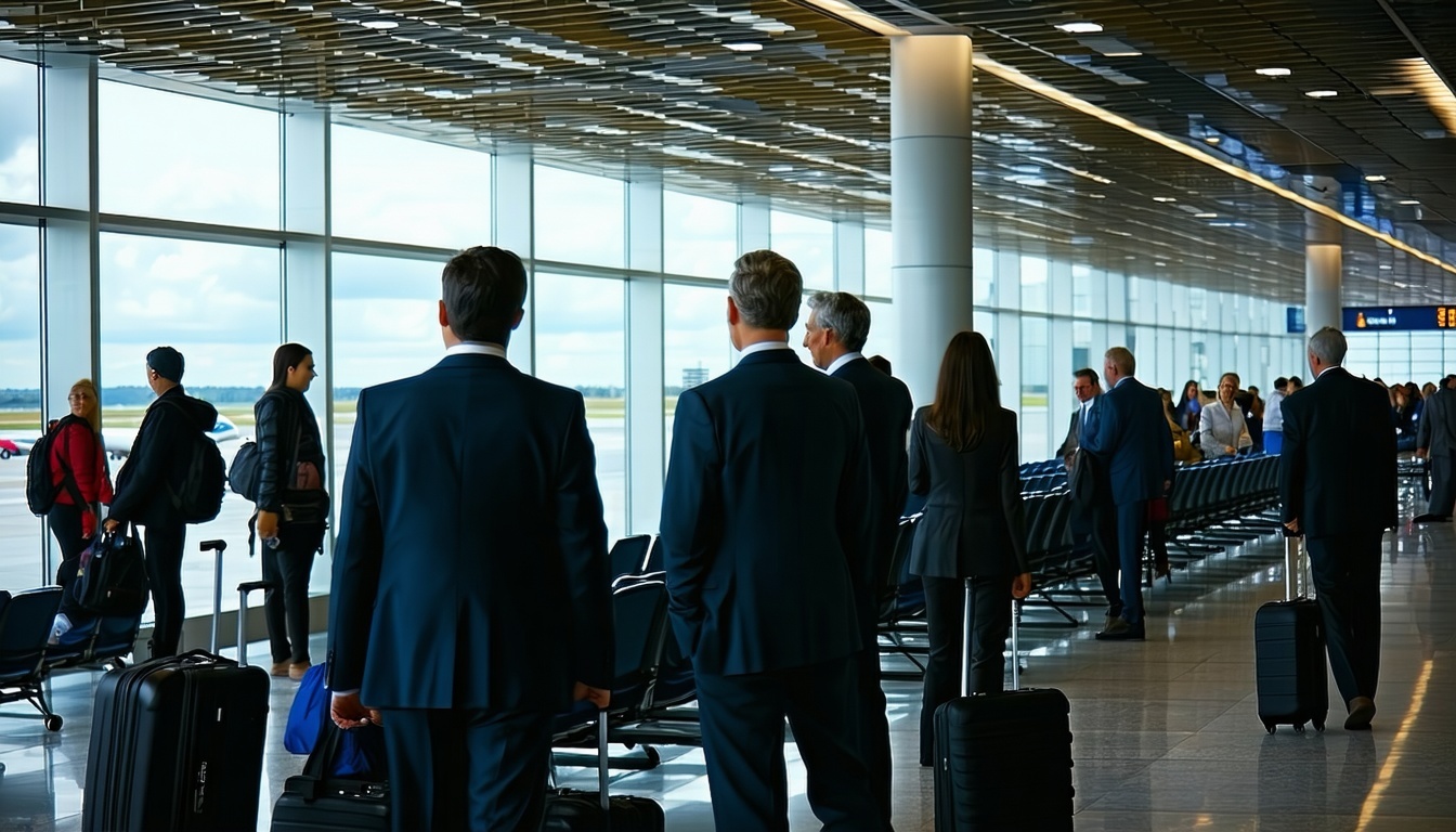 Business travelers at an airport